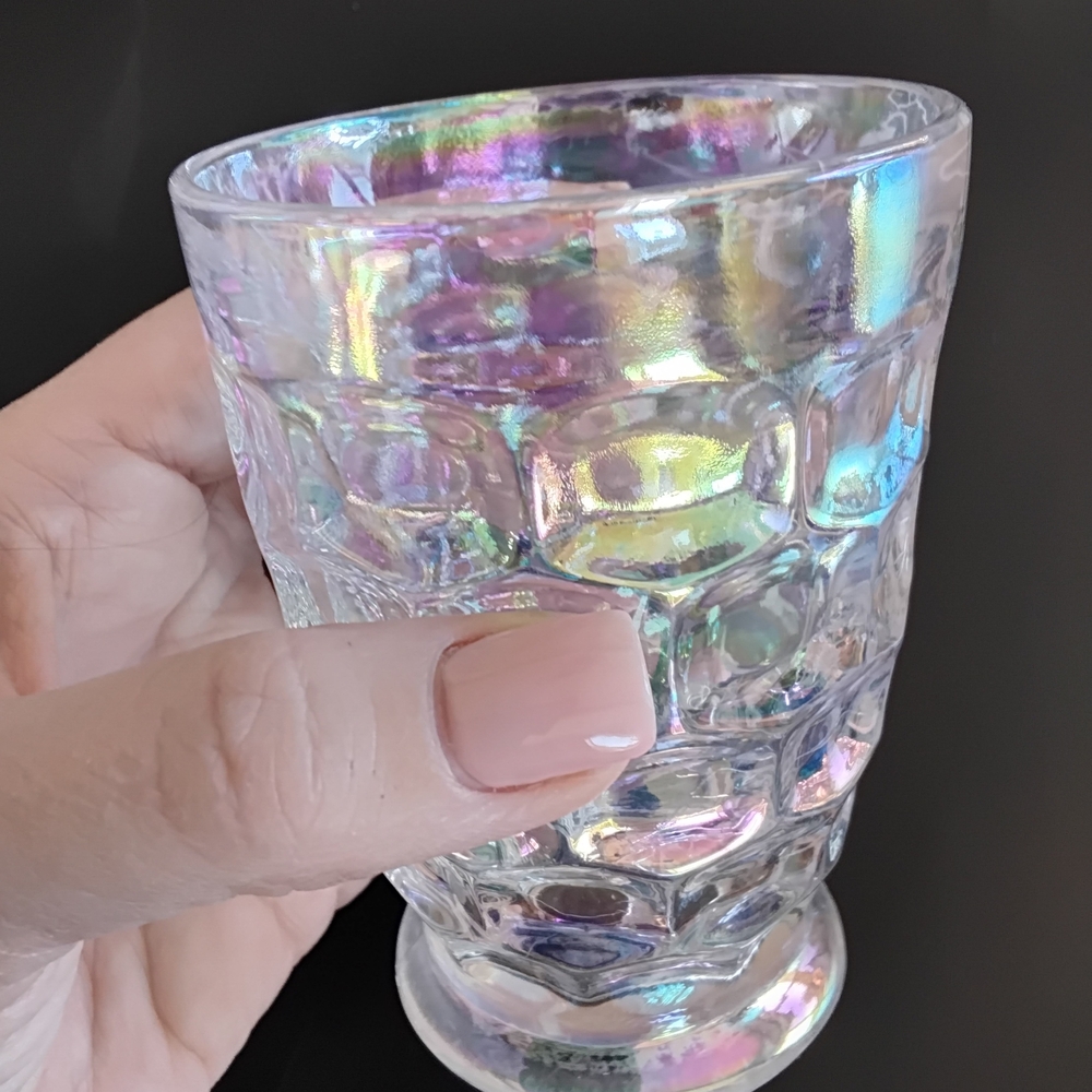 Vintage Federal Glass Yorktown Colonial Iridescent Tumbler - Picture 2 of 6